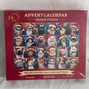 Christmas Advent Calendar Puzzles  1000 Pieces, Cat Mosaic NEW